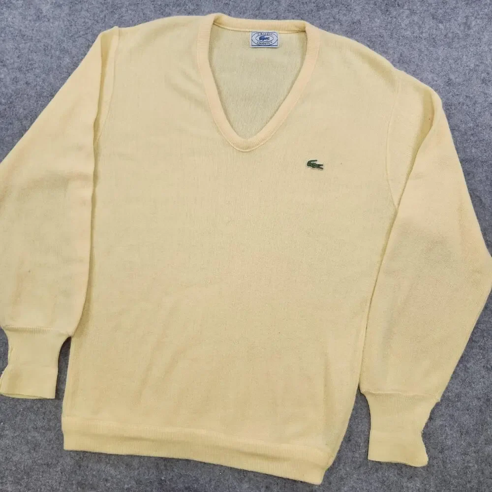 Vintage‎ IZOD Lacoste Sweater Mens Large V Neck Pullover Crocodile 80s Knit USA